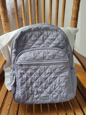 Vera Bradley Quilted Backpack | Gray | Campus Backpack | Nylon | Floral Interior